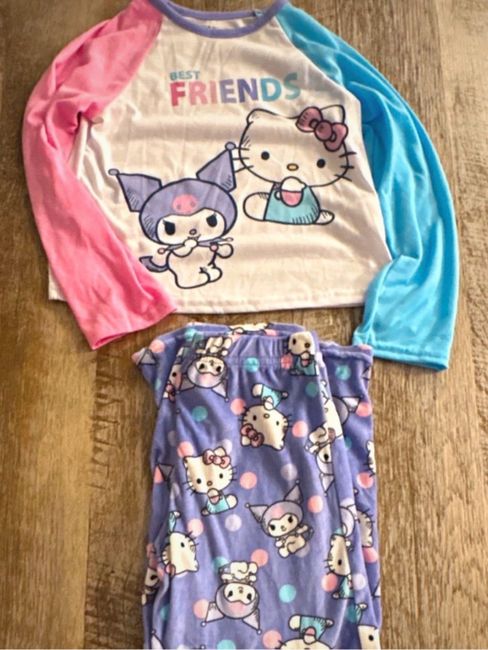 Sanrio Girls Pajama Set - Pink, Blue & Purple Best Friends Print